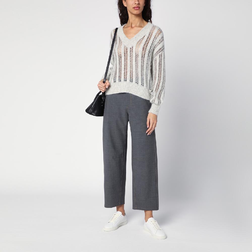 Brunello Cucinelli Pantalone grigio medio in misto lana Offerte