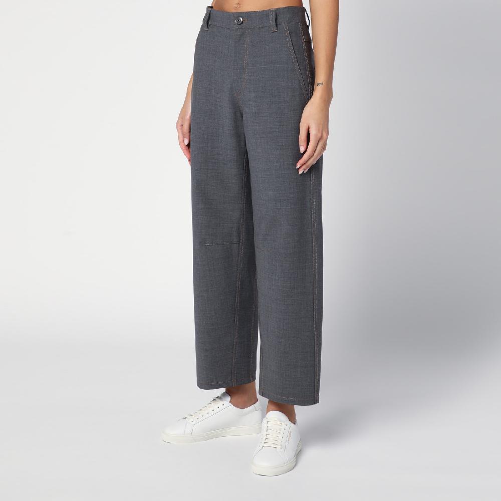 Brunello Cucinelli Pantalone grigio medio in misto lana Offerte