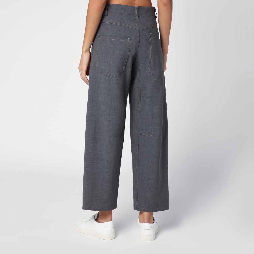 Brunello Cucinelli Pantalone grigio medio in misto lana Offerte
