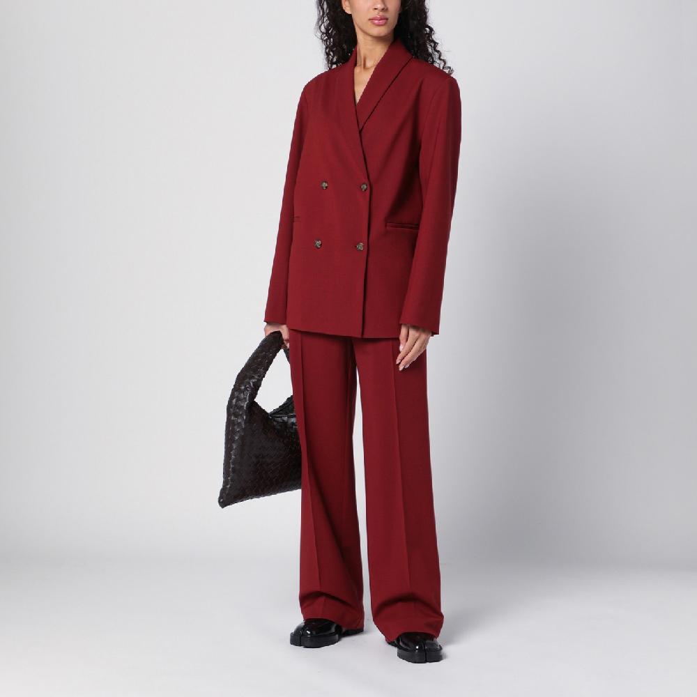 Loulou Studio Giacca doppiopetto bordeaux in lana Vendita Economica