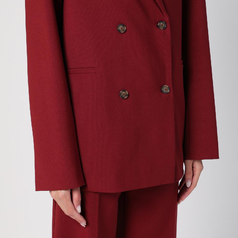 Loulou Studio Giacca doppiopetto bordeaux in lana Vendita Economica