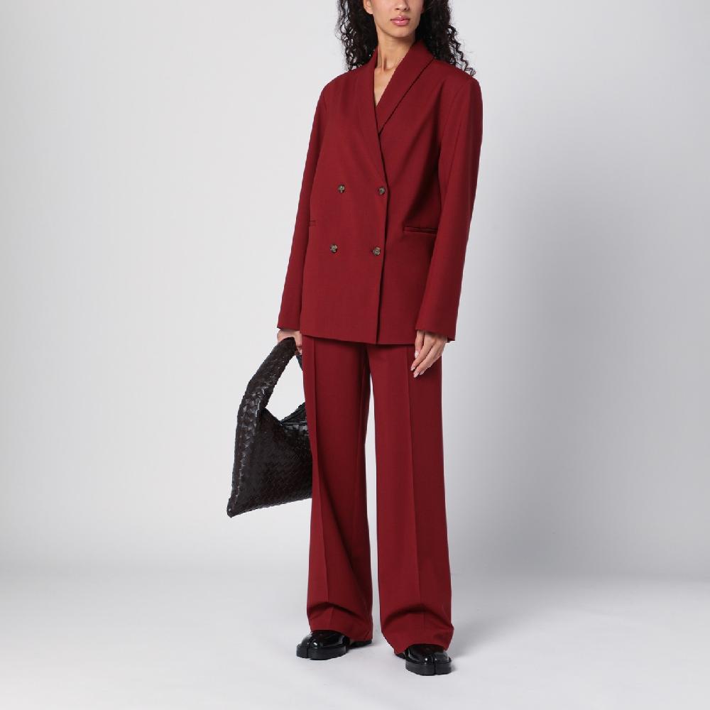 Loulou Studio Pantalone a palazzo in lana bordeaux Saldi Di Fabbrica