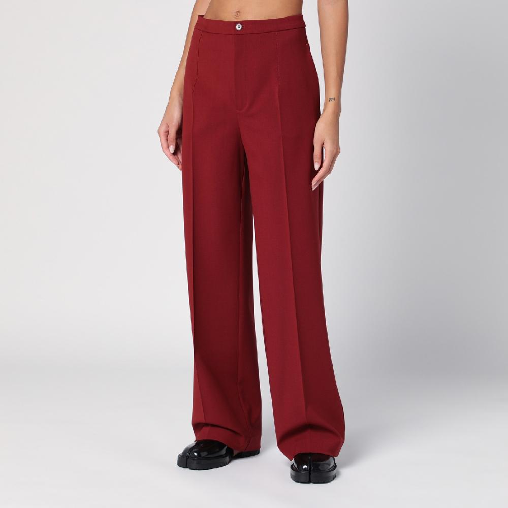 Loulou Studio Pantalone a palazzo in lana bordeaux Saldi Di Fabbrica
