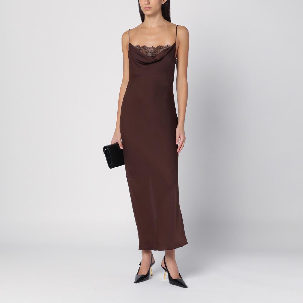 ROTATE Birger Christensen Abito con spalline marrone Nuova