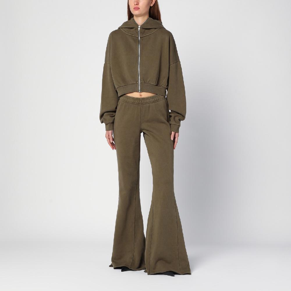 Entire Studios Pantalone a zampa verde militare in cotone organico Vendita calda