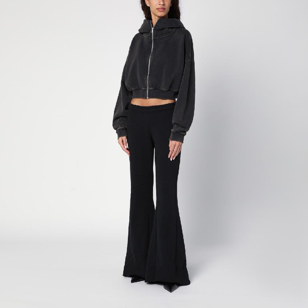 Entire Studios Felpa cropped nera slavata in cotone organico Latest fashion