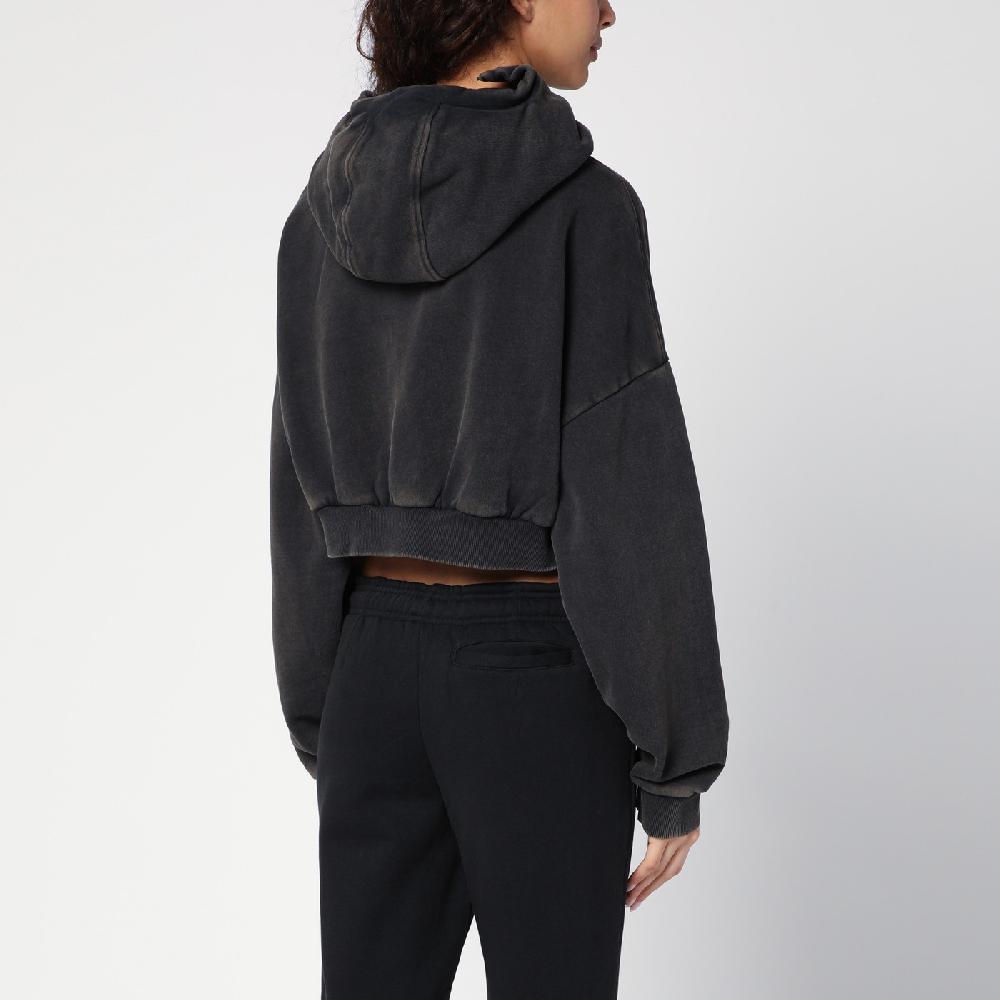 Entire Studios Felpa cropped nera slavata in cotone organico Latest fashion