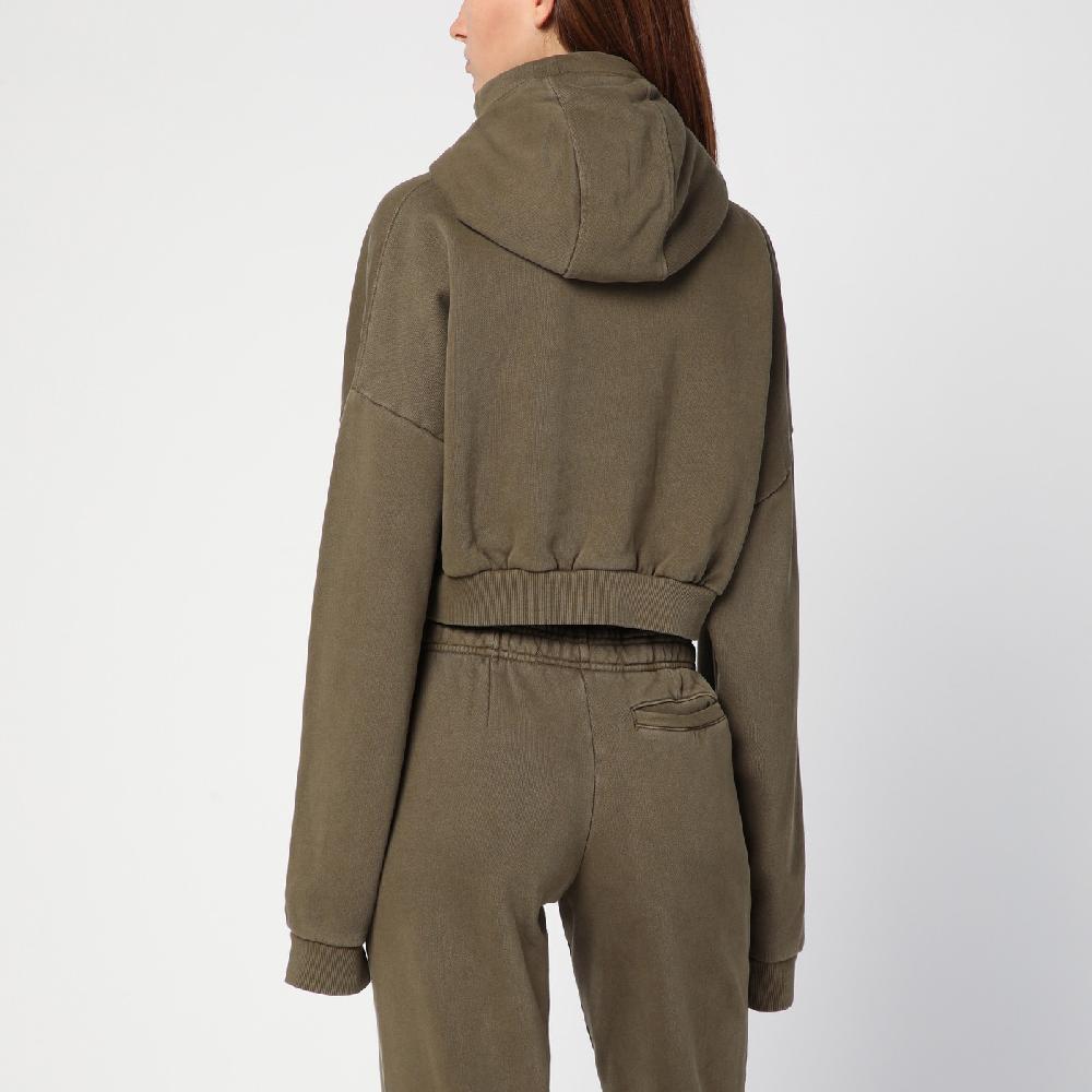 Entire Studios Felpa cropped verde militare in cotone organico Online Outlet
