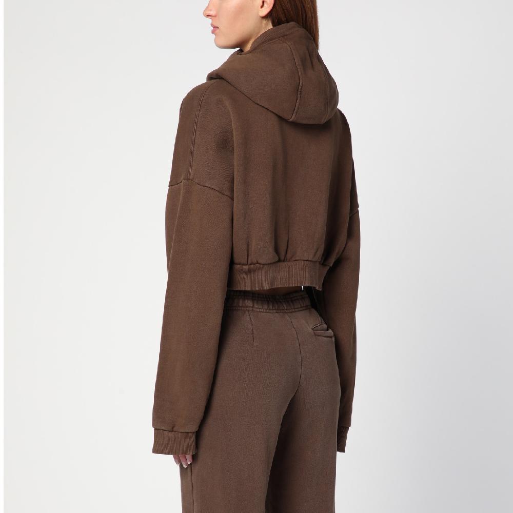 Entire Studios Felpa cropped marrone in cotone organico Offerta temporanea