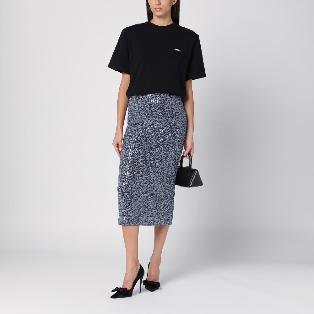 ROTATE Birger Christensen T-shirt nera in cotone organico Offerte giornaliere