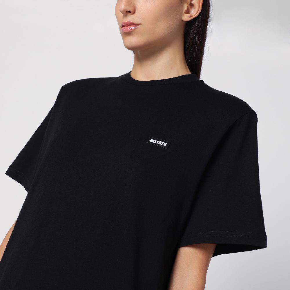 ROTATE Birger Christensen T-shirt nera in cotone organico Offerte giornaliere
