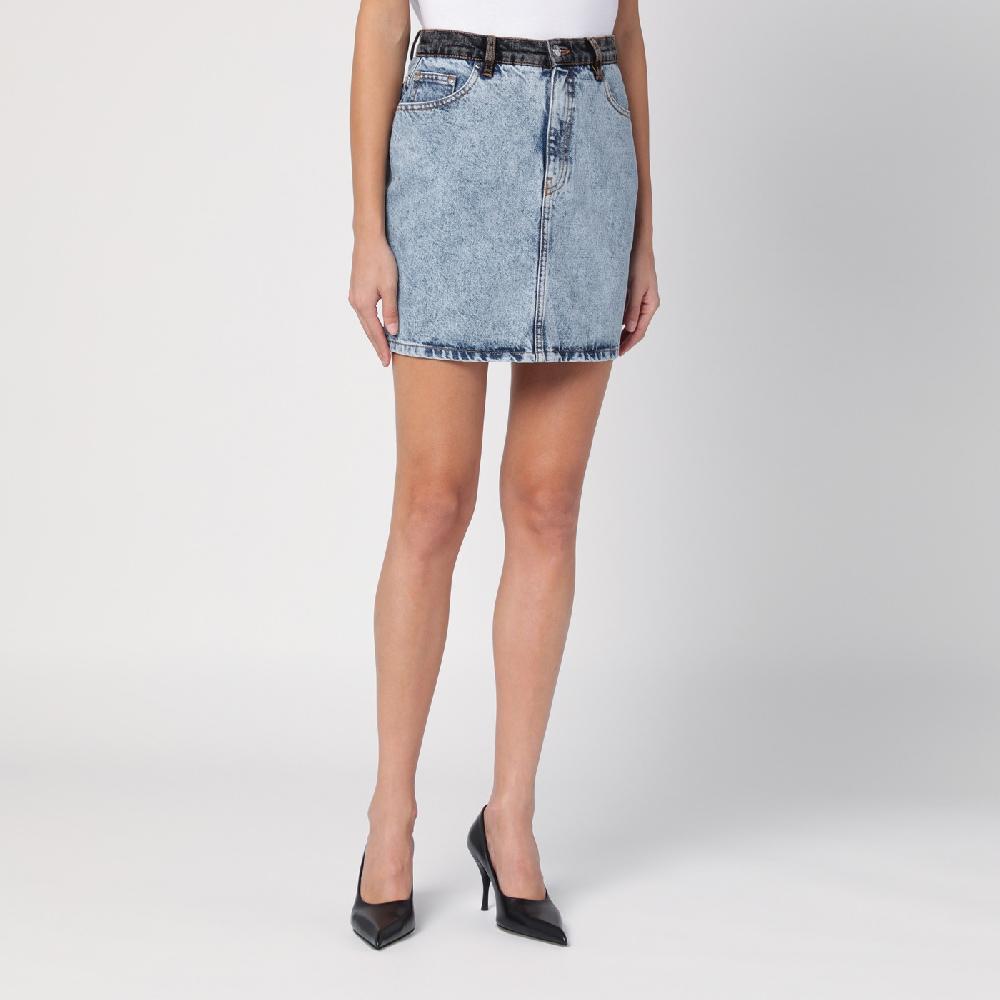 ROTATE Birger Christensen Mini gonna patchwork in denim organico Offerte speciali