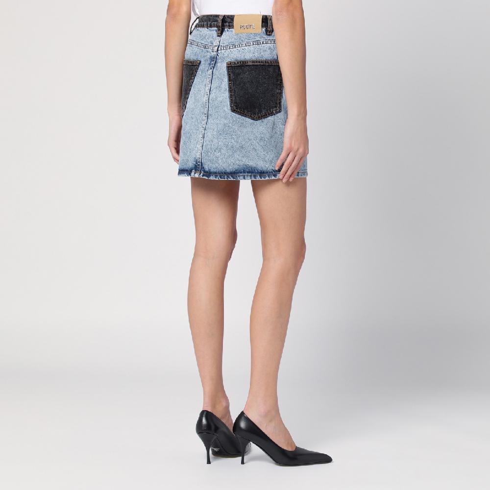 ROTATE Birger Christensen Mini gonna patchwork in denim organico Offerte speciali