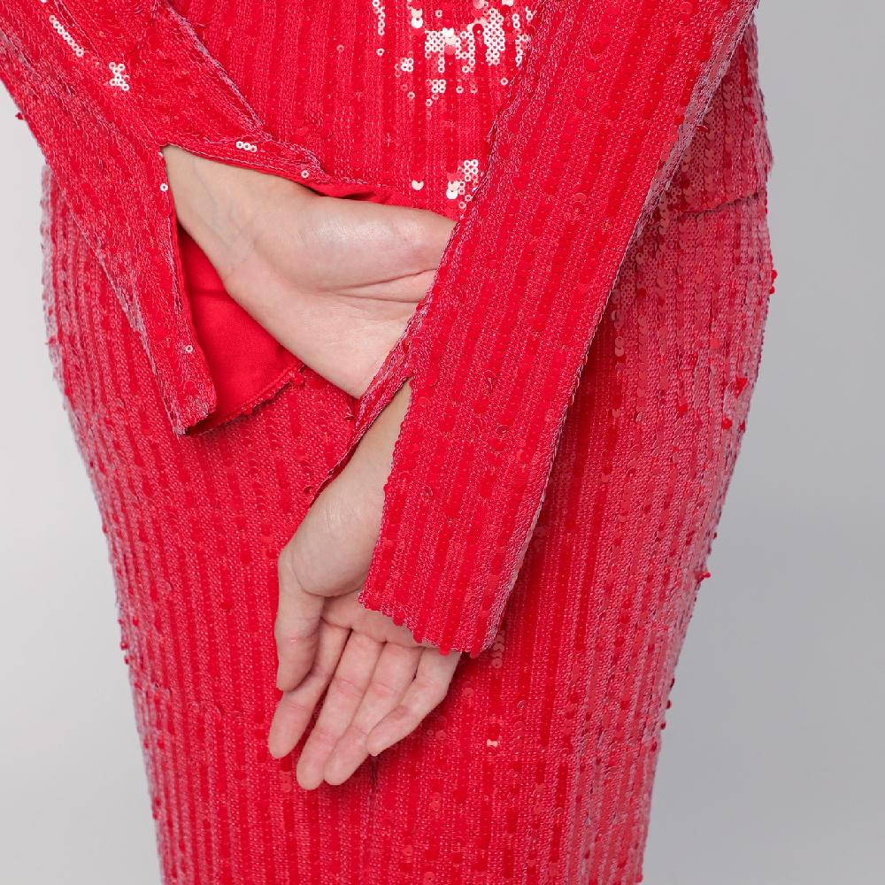 ROTATE Birger Christensen Maglia rossa con micro paillette Sconti VIP