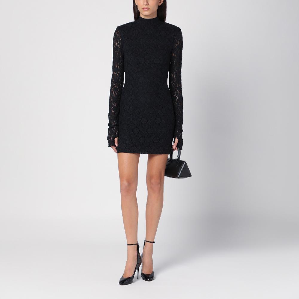 ROTATE Birger Christensen Mini abito nero in pizzo Super Saving Price