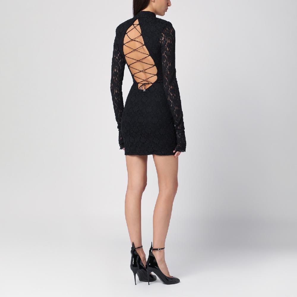ROTATE Birger Christensen Mini abito nero in pizzo Super Saving Price