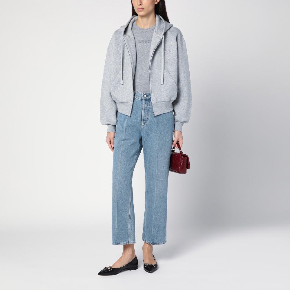 GUCCI Felpa grigia mélange in misto cotone Latest stili