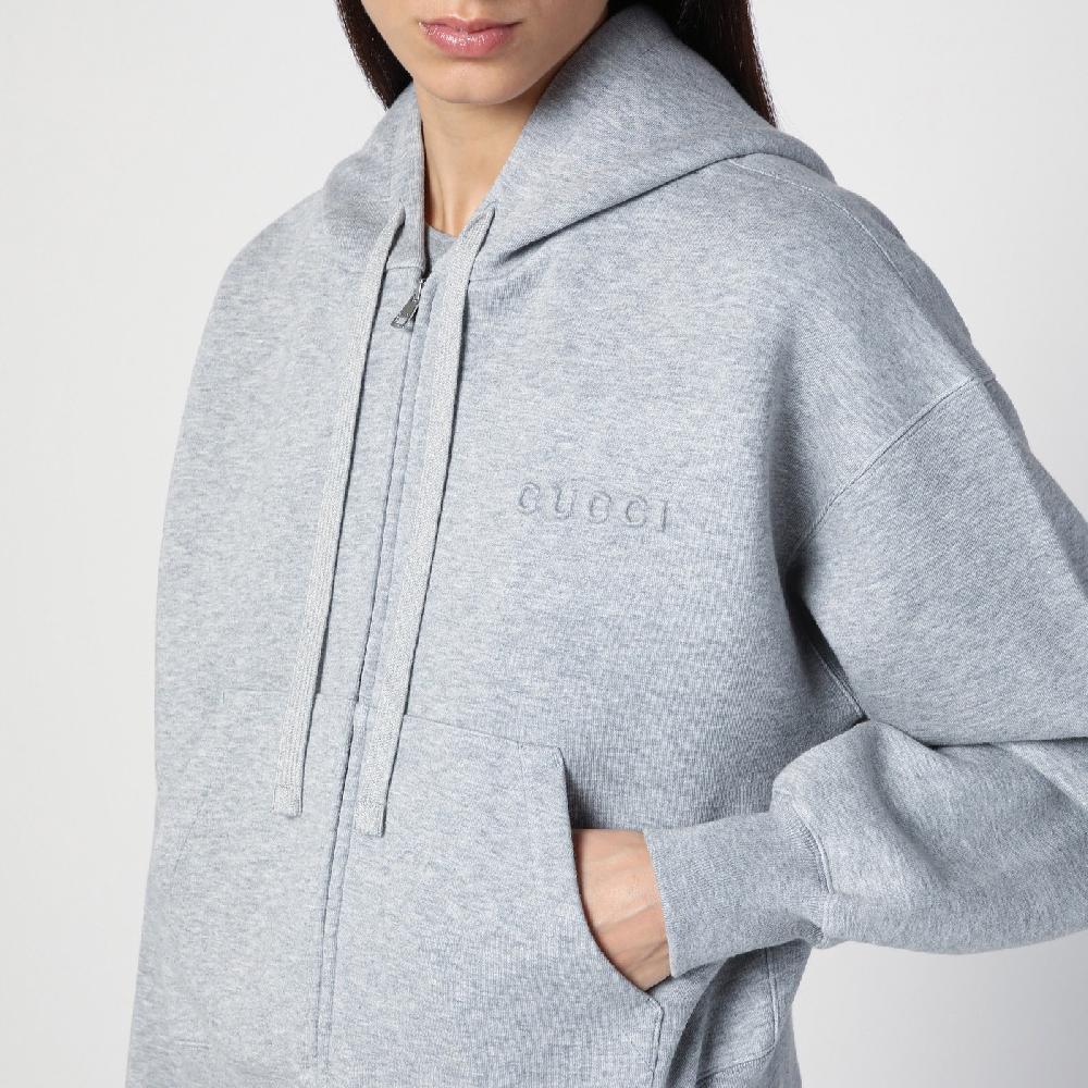 GUCCI Felpa grigia mélange in misto cotone Latest stili