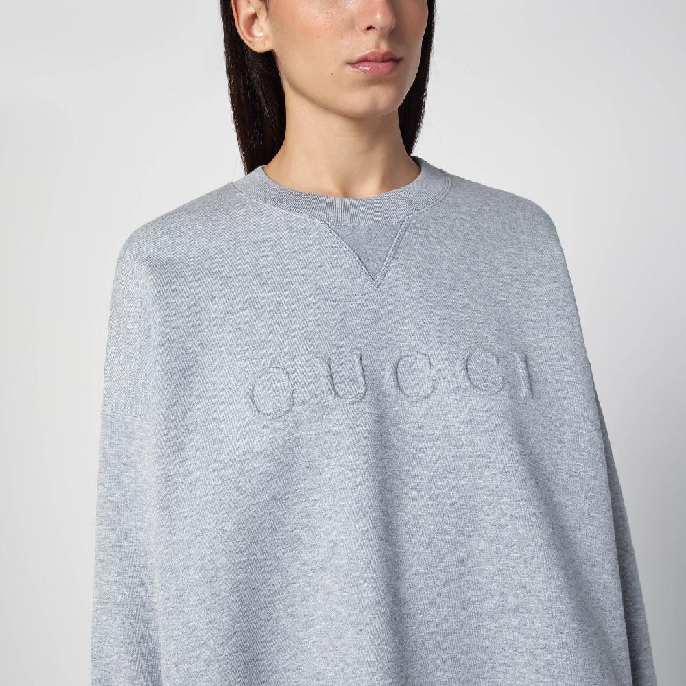 GUCCI Felpa grigia mélange in misto cotone Ultimi due giorni