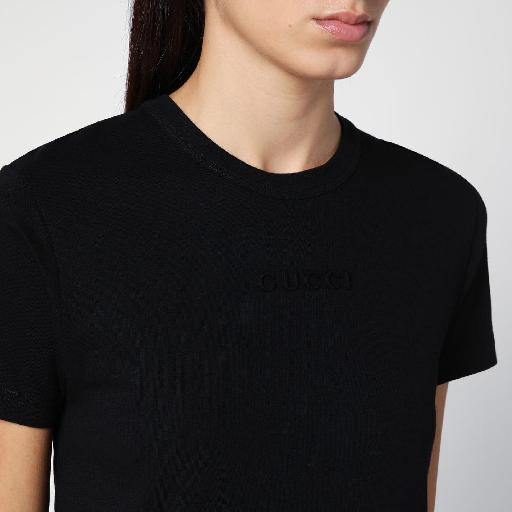 GUCCI T-shirt nera in cotone Ultimo giorno