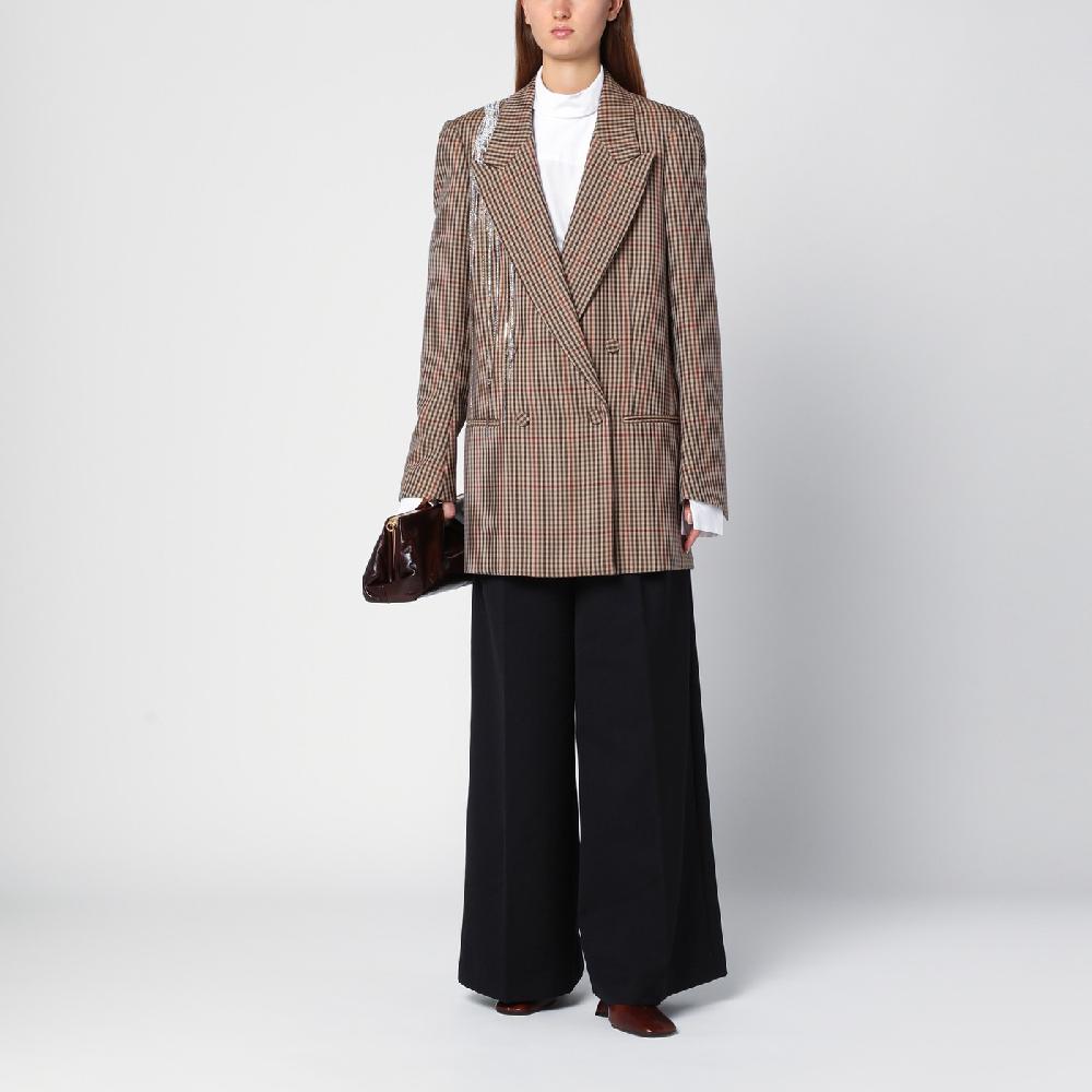 Dries Van Noten Giacca doppiopetto con motivo vichy in lana Enormi sconti