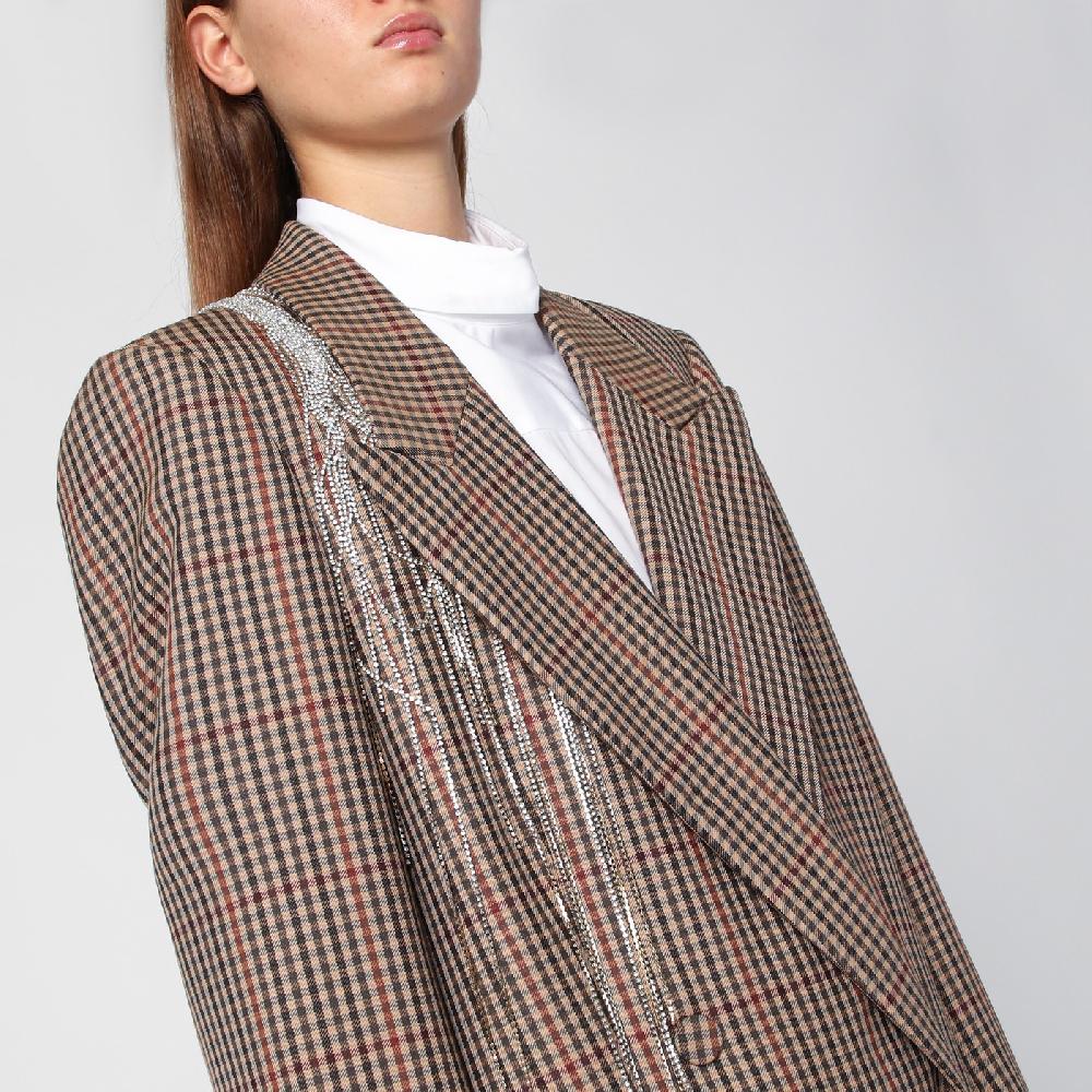 Dries Van Noten Giacca doppiopetto con motivo vichy in lana Enormi sconti