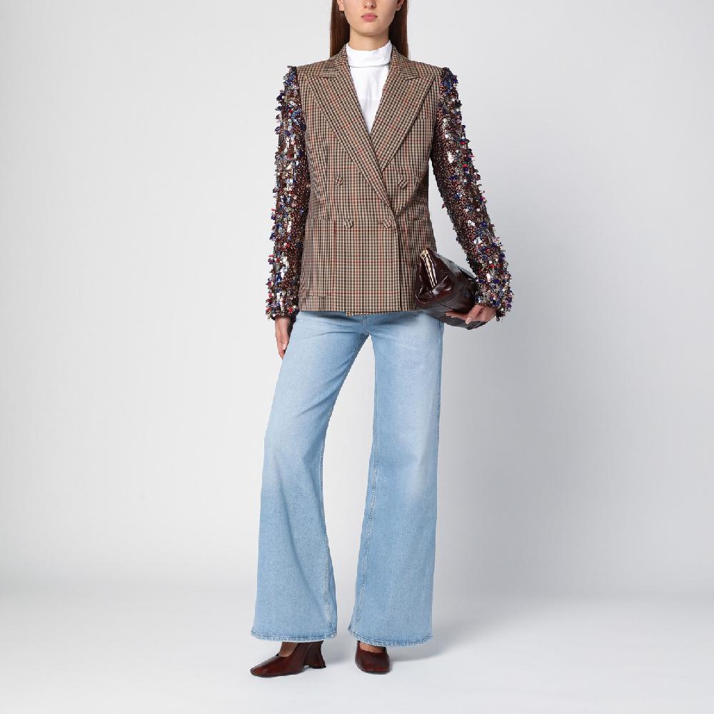 Dries Van Noten Giacca doppiopetto con motivo vichy e paillette 50% di sconto con spedizione gratuita