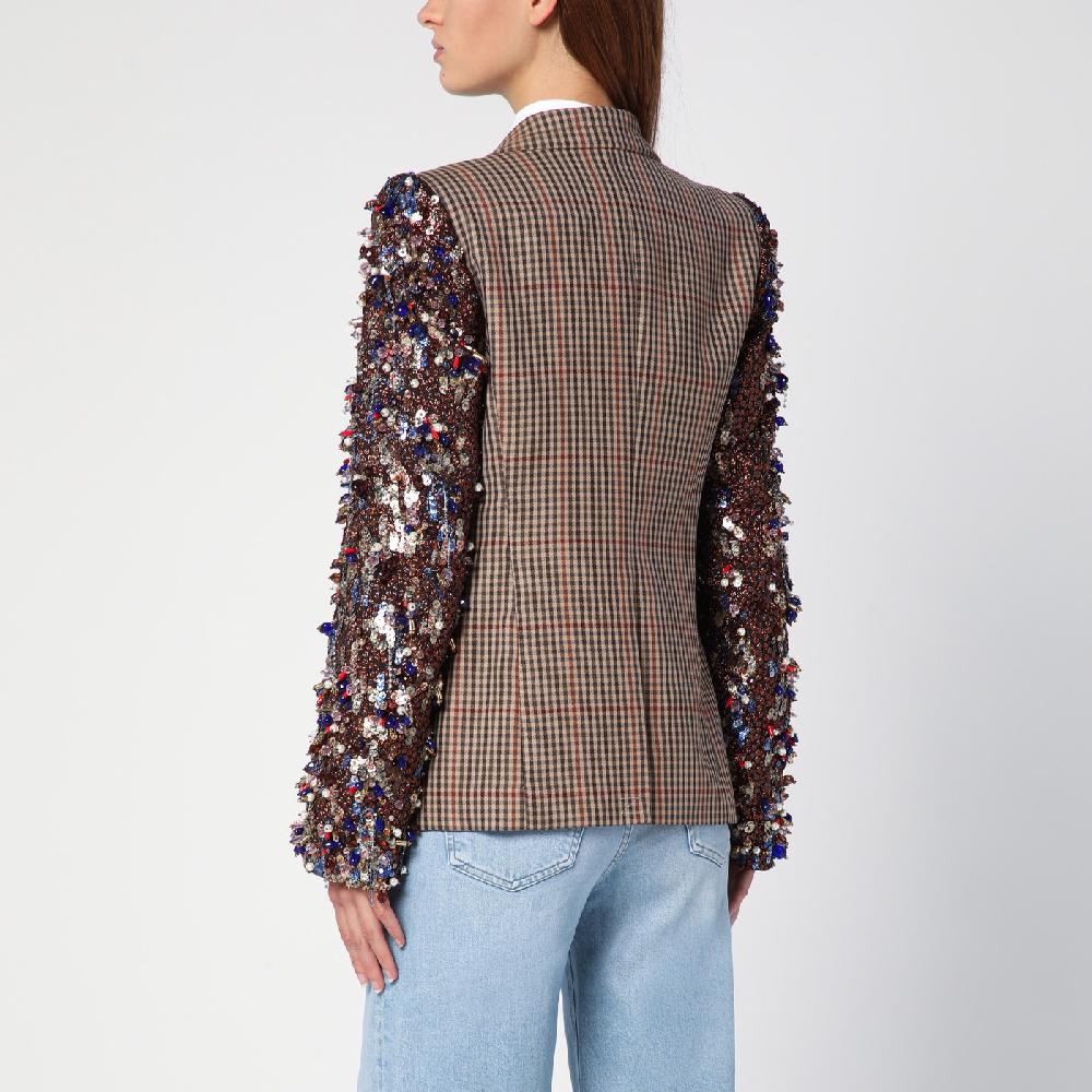 Dries Van Noten Giacca doppiopetto con motivo vichy e paillette 50% di sconto con spedizione gratuita