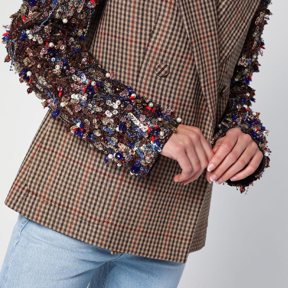 Dries Van Noten Giacca doppiopetto con motivo vichy e paillette 50% di sconto con spedizione gratuita