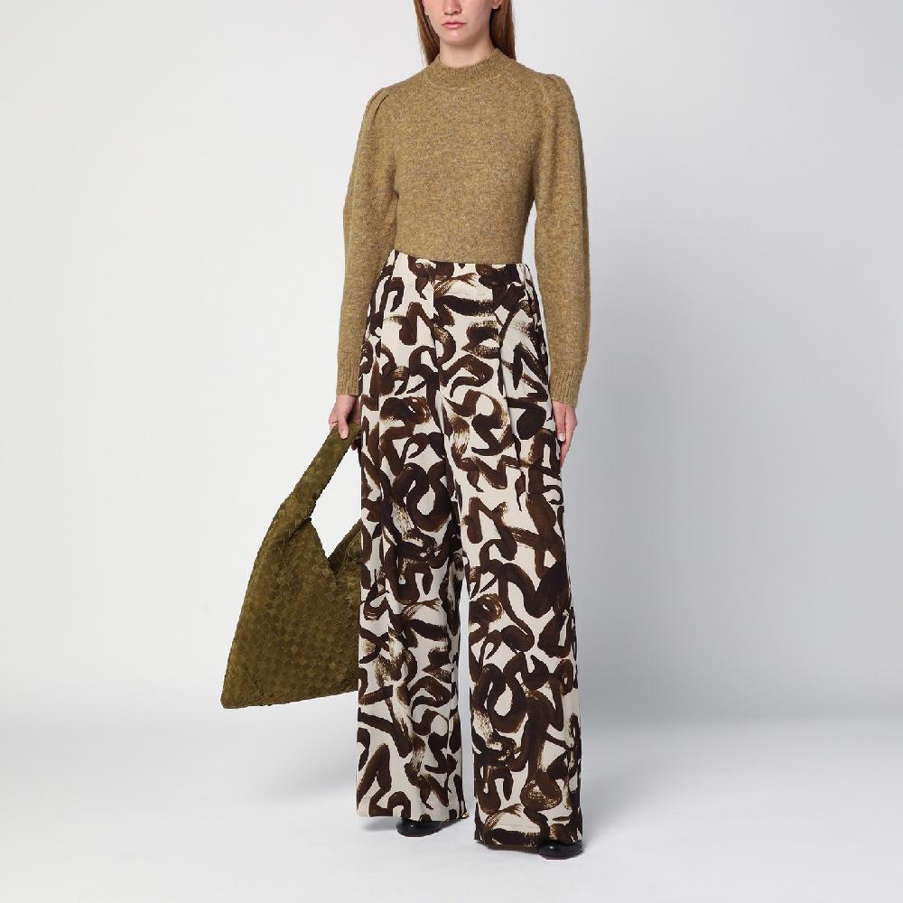 Dries Van Noten Pantalone ampio con stampa marrone Esporta salva