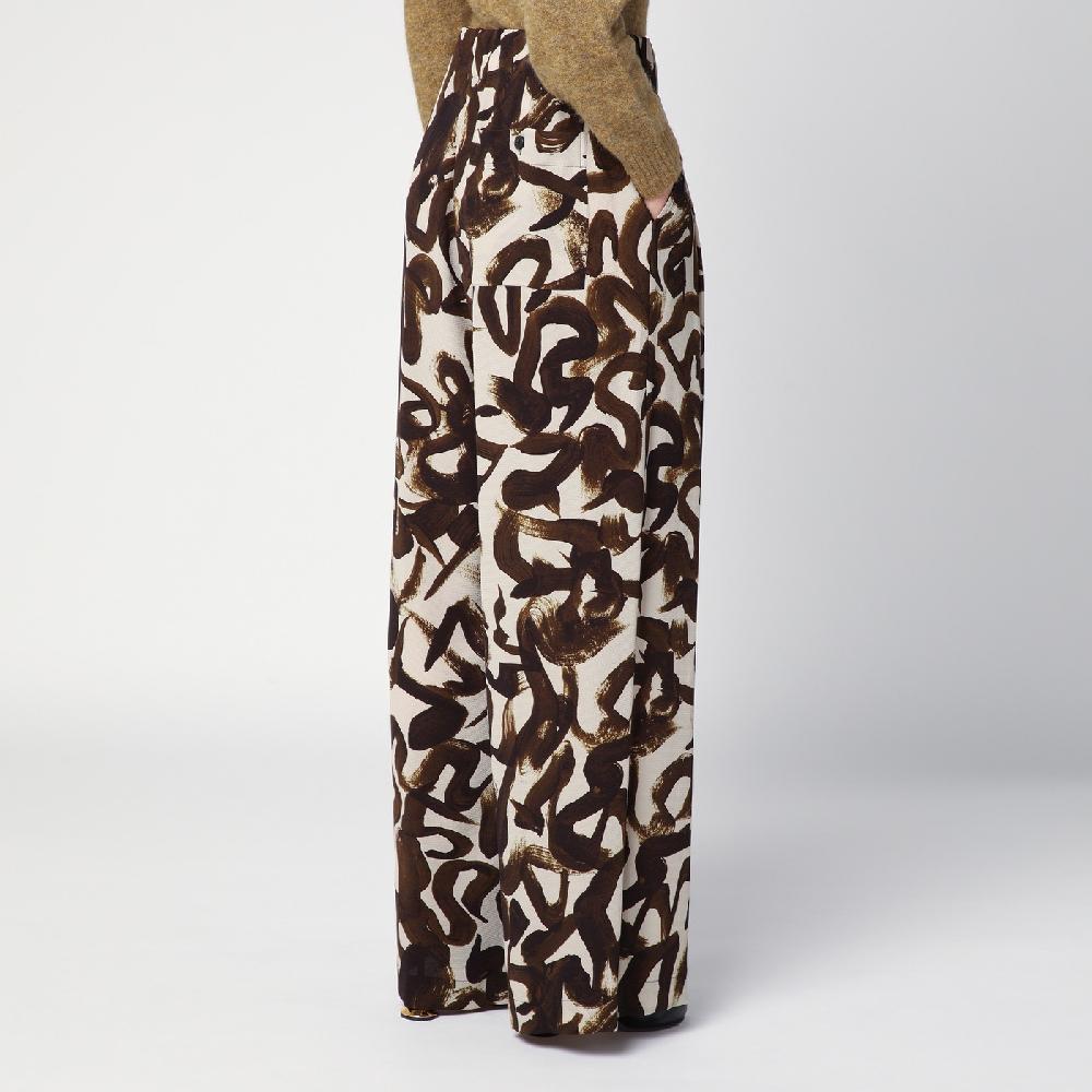 Dries Van Noten Pantalone ampio con stampa marrone Esporta salva