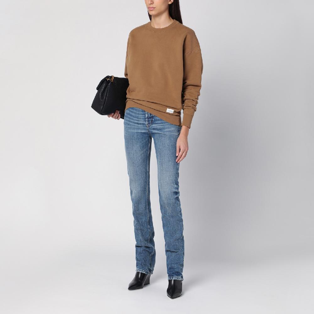 Saint Laurent Felpa color caramello in cotone felpato Black Friday Prezzi