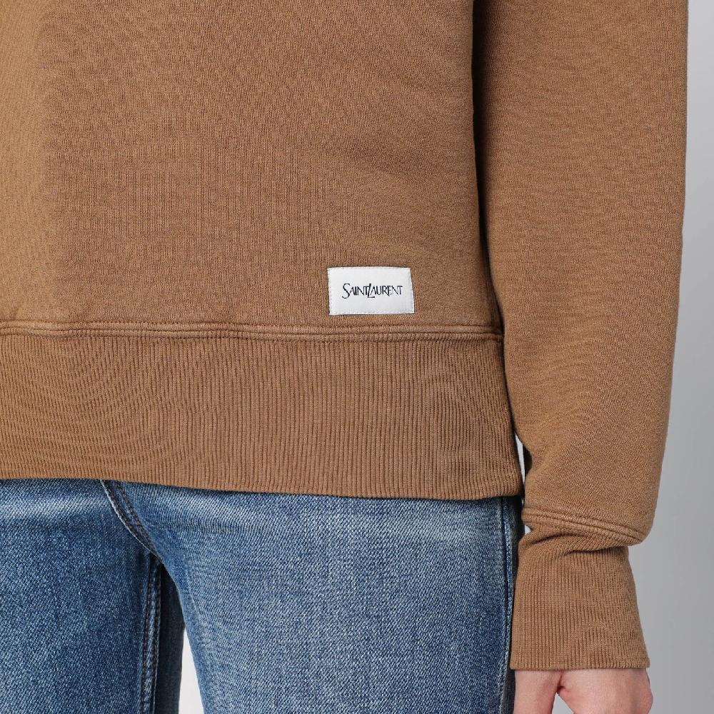 Saint Laurent Felpa color caramello in cotone felpato Black Friday Prezzi