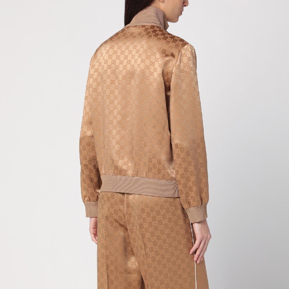 GUCCI Bomber color cammello in jacquard di viscosa GG Duty-free