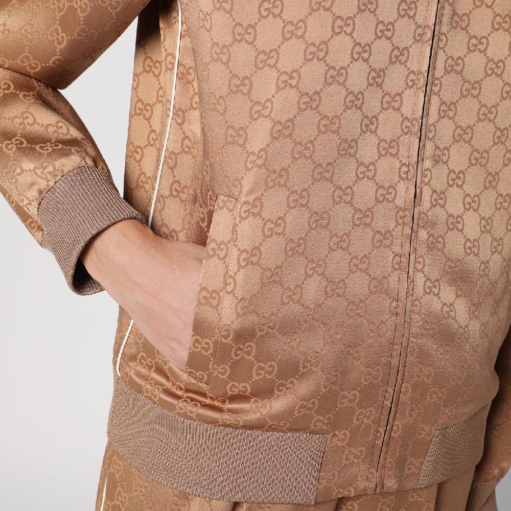 GUCCI Bomber color cammello in jacquard di viscosa GG Duty-free