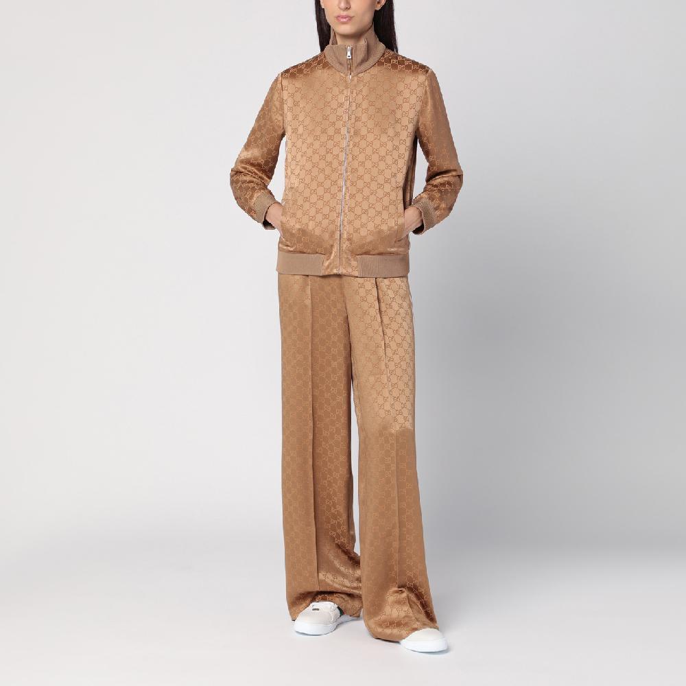 GUCCI Pantalone color cammello in jacquard di viscosa GG 50% di sconto per tempo limitato