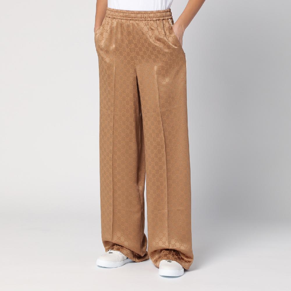 GUCCI Pantalone color cammello in jacquard di viscosa GG 50% di sconto per tempo limitato
