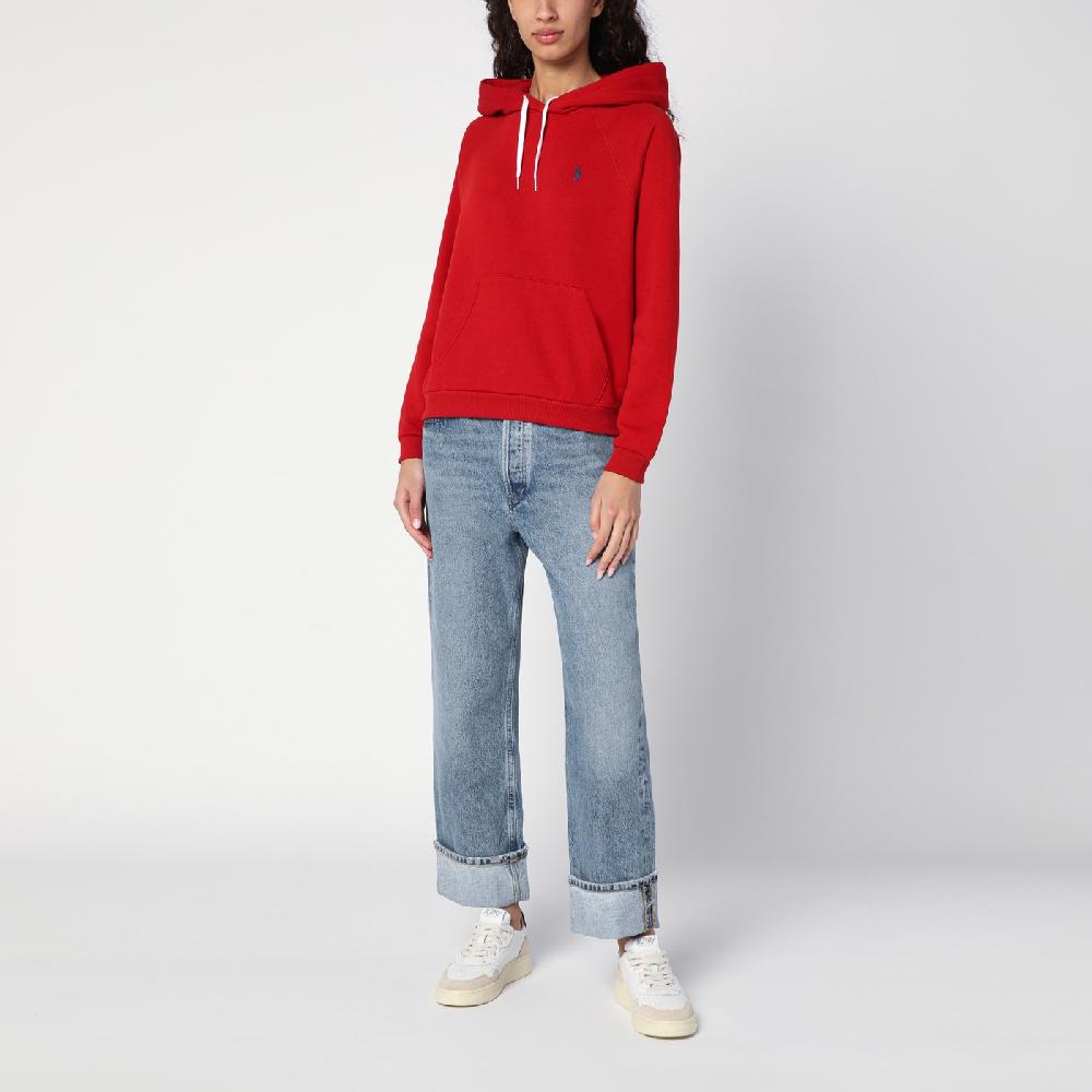Polo Ralph Lauren Felpa rossa in cotone felpato Sconti questo mese