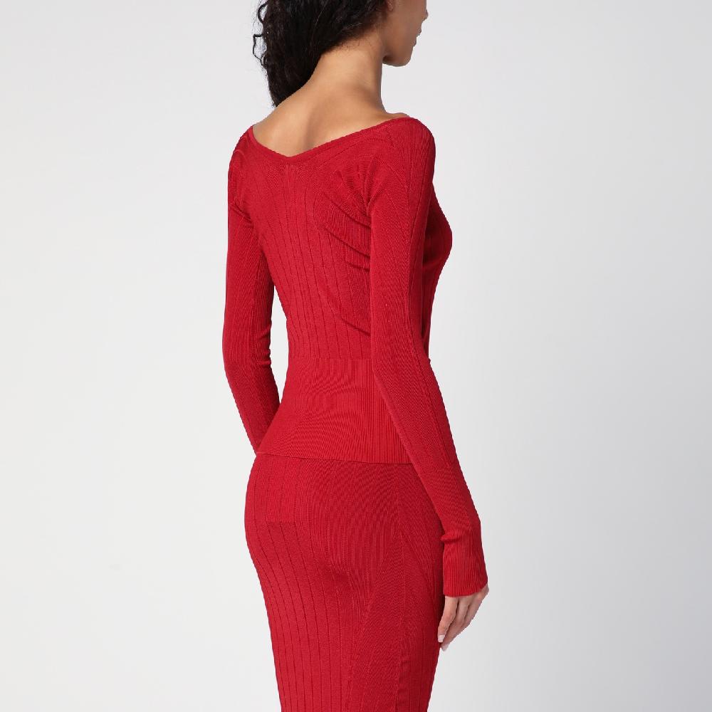 JACQUEMUS Maglia Le haut Pralù rossa in misto viscosa Italy