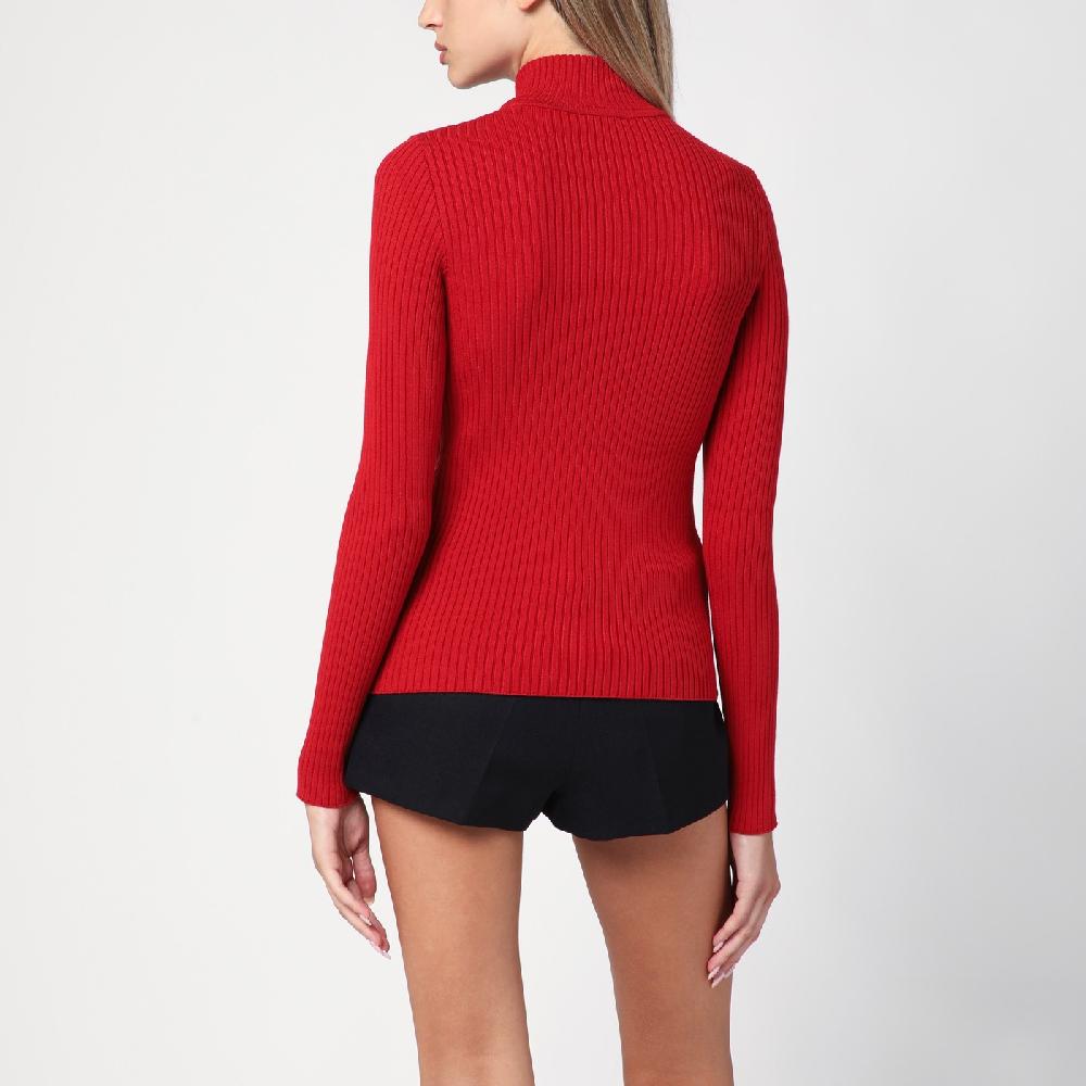 Courru00e8ges Maglia dolcevita rossa a coste In Linea