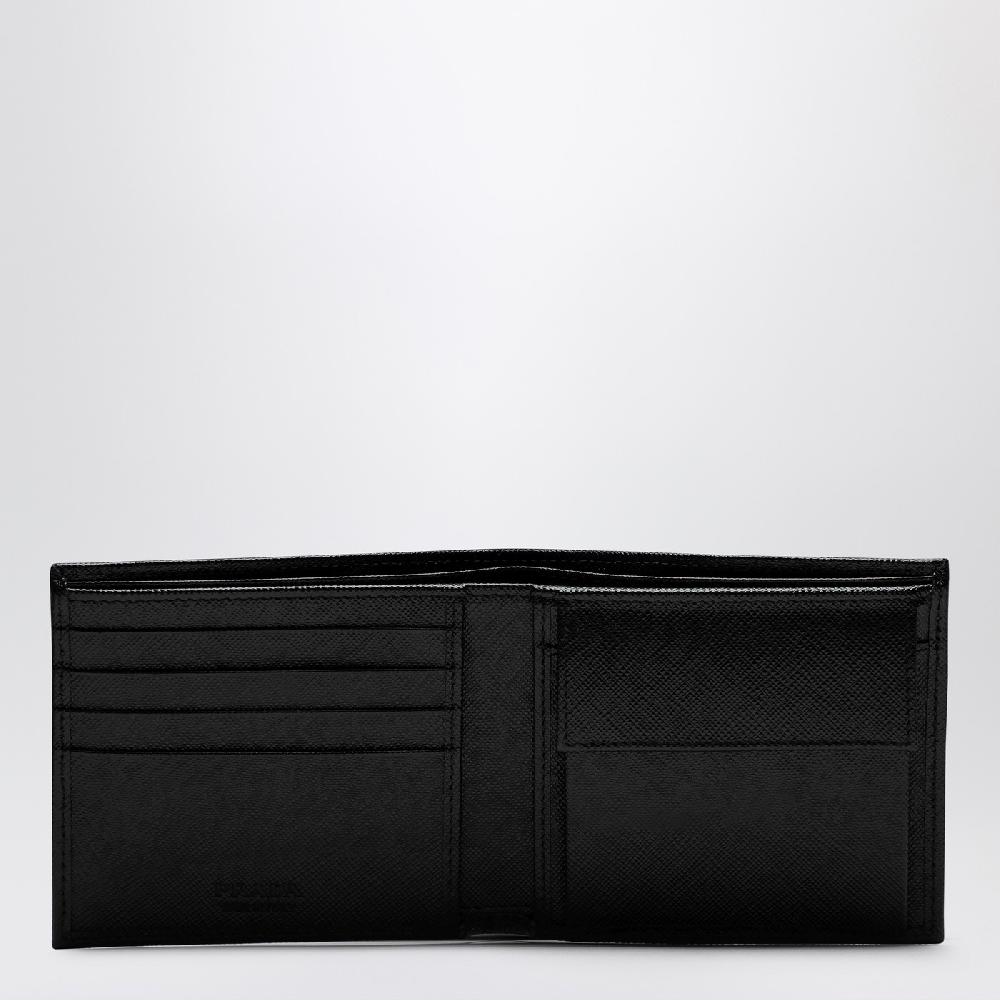 Prada Portafoglio nero in Re-Nylon con triangolo logo Pezzi Unici