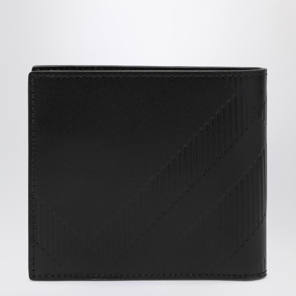 Burberry Portafoglio bi-fold nero in pelle Check impresso Affare Del Giorno