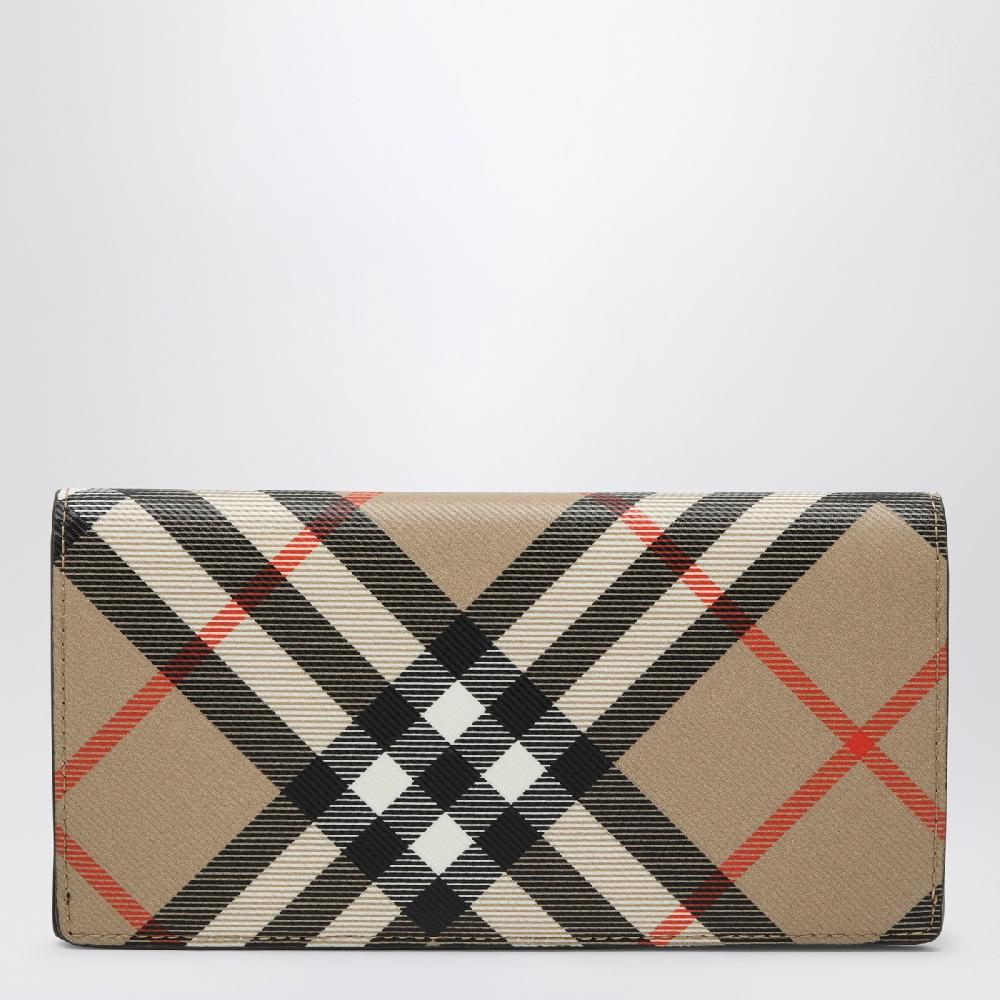 Burberry Portafoglio continental grande in Check beige Sottocosto