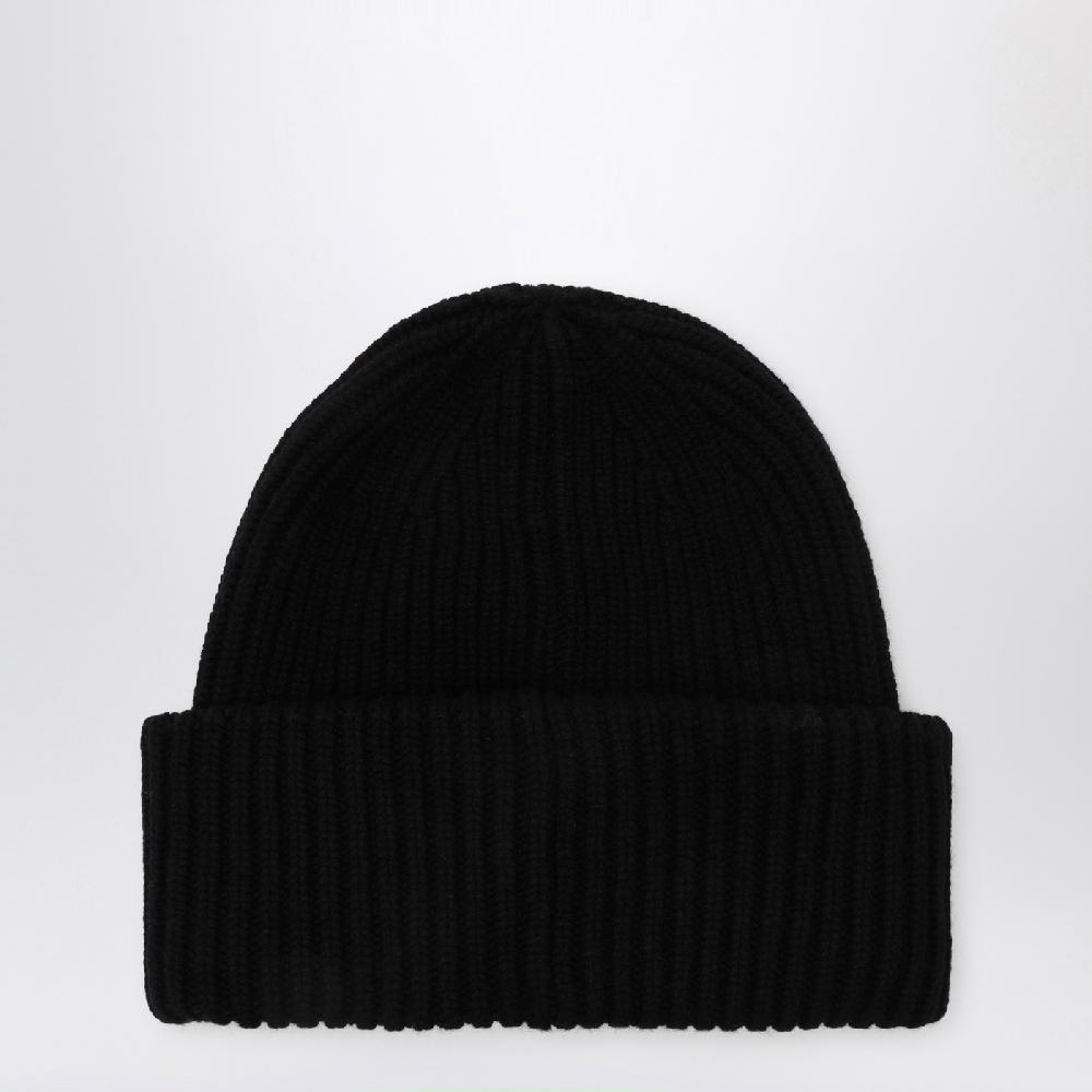 Moncler Cuffia nera in lana e cashmere In Vendita