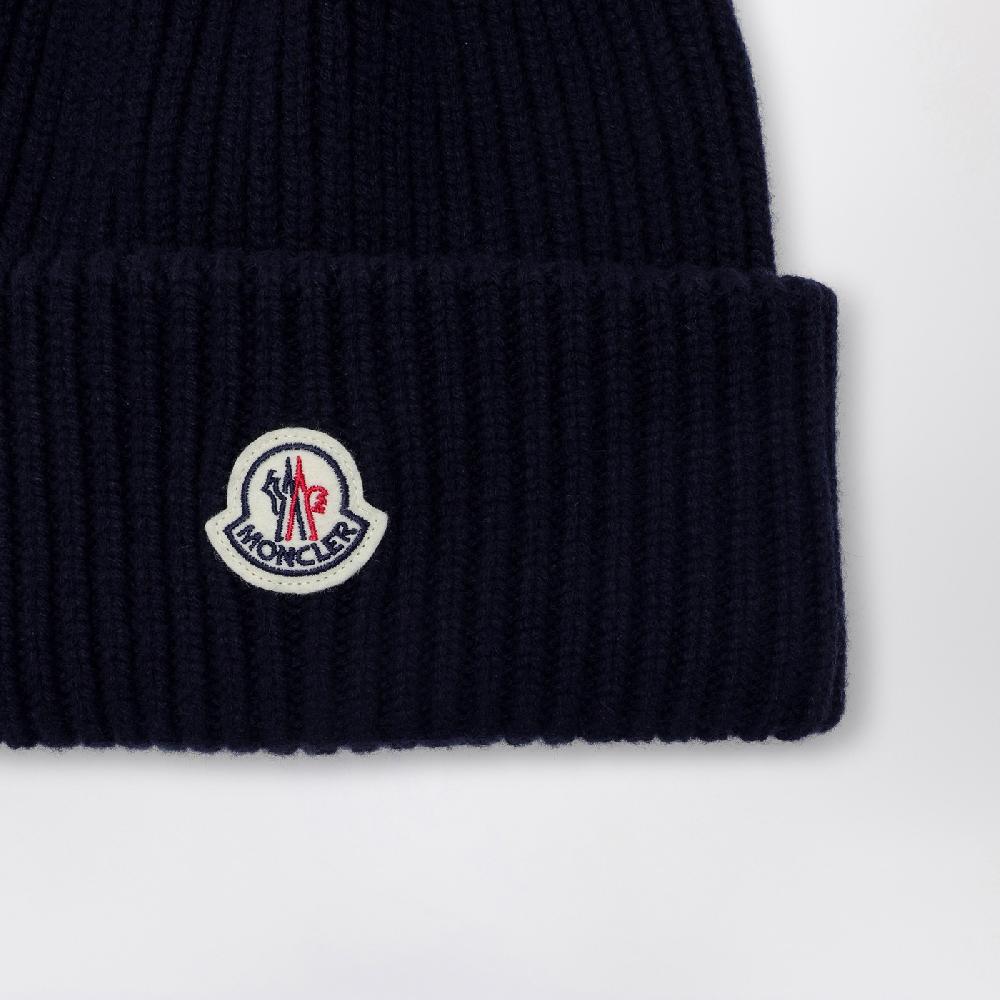Moncler Cuffia blu in lana e cashmere Saldi