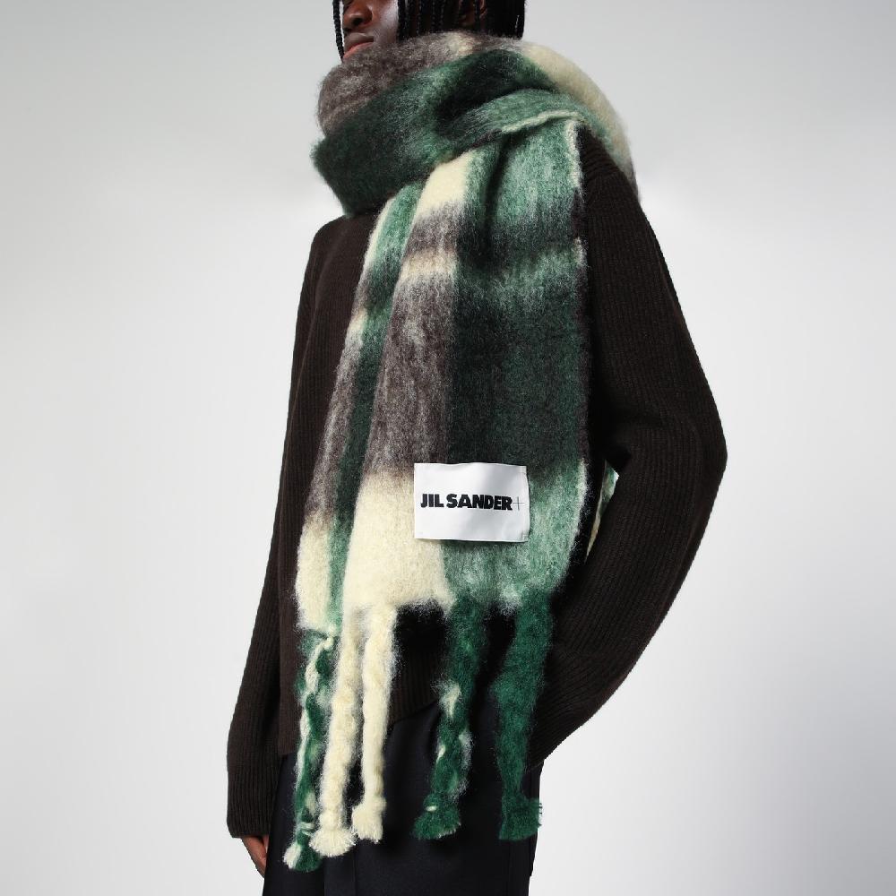 Jil Sander Sciarpa gialla/marrone/verde in misto mohair Vendite Flash