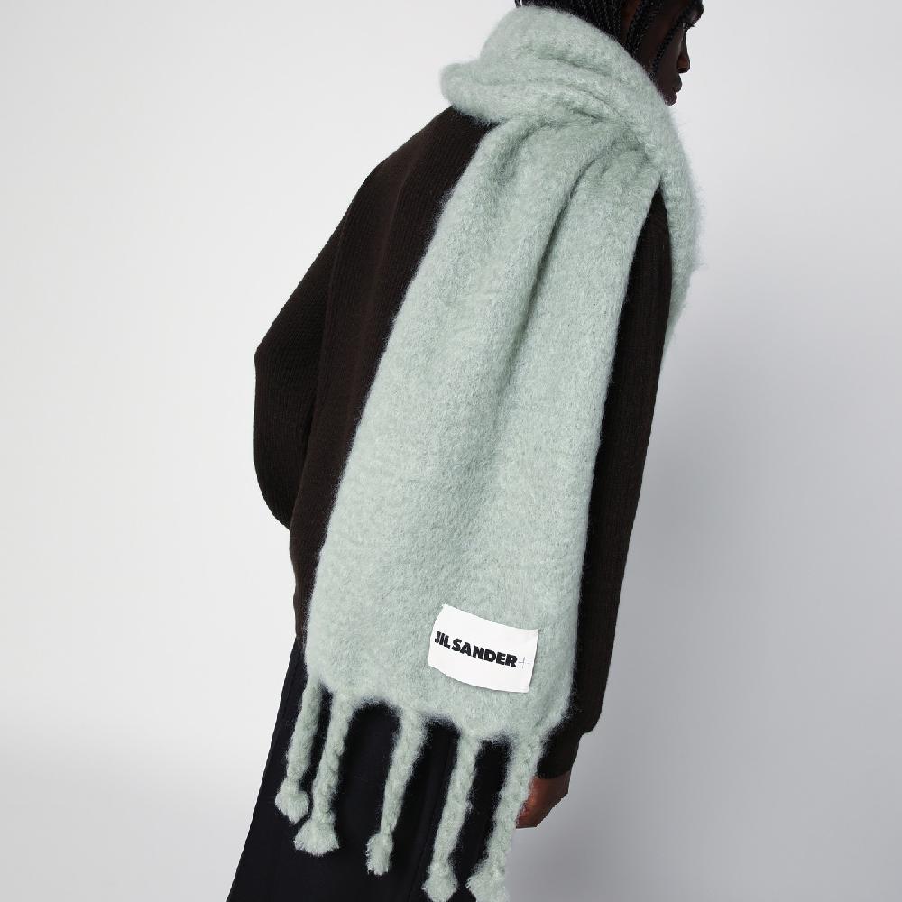 Jil Sander Sciarpa verde chiara in misto mohair Negozio