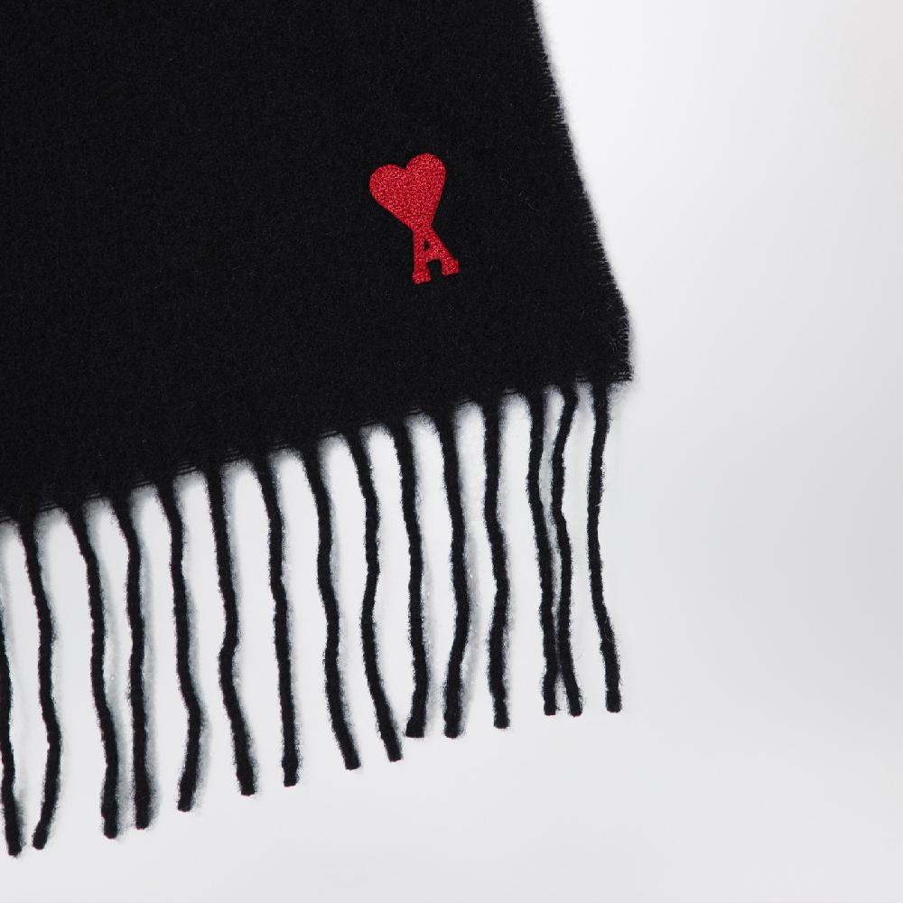 Ami Paris Sciarpa Ami De Coeur nera in lana Moda
