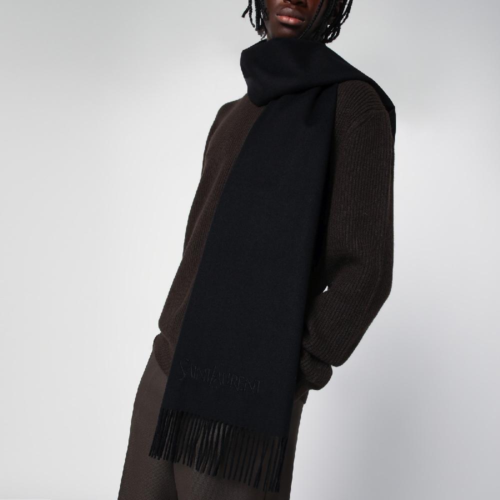 Saint Laurent Sciarpa nera in cashmere Sconto di tempo limitato