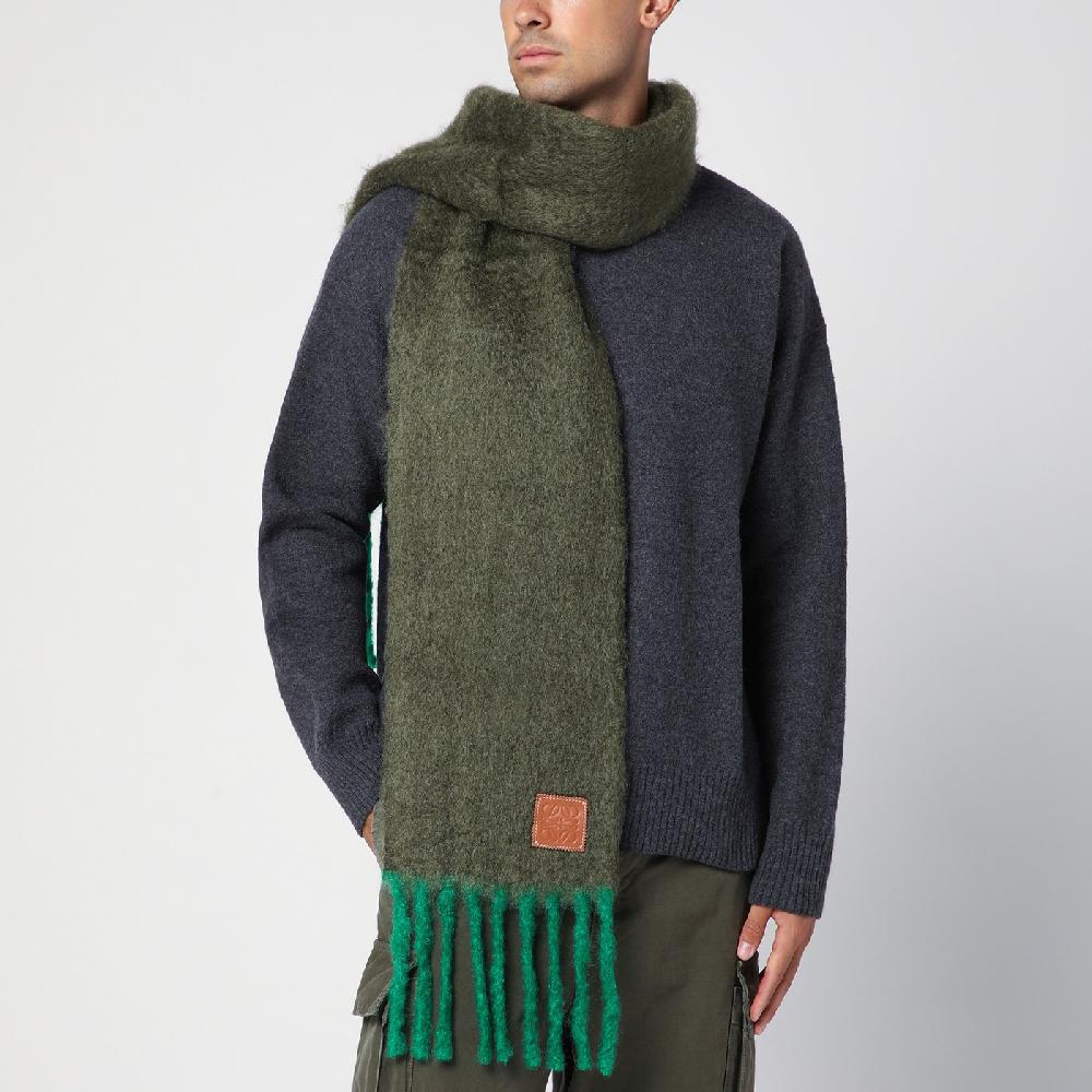 Loewe Sciarpa verde kaki/verde in mohair e lana Shopping online